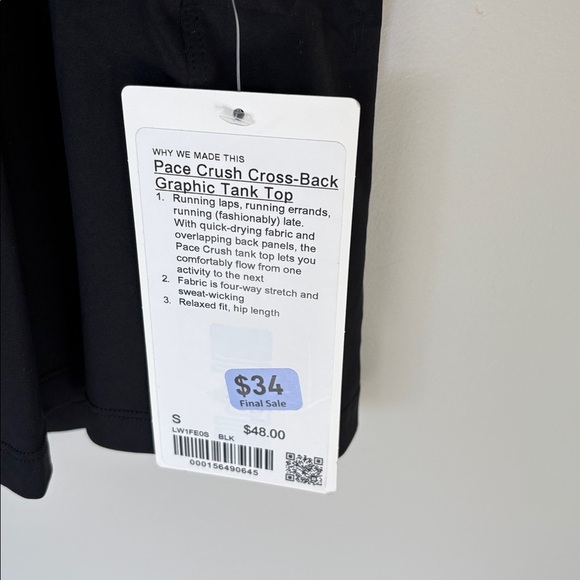 NWT Lululemon Pace Crush Cross-Back Graphic Tank Top Black Size Small - Picture 4 of 9